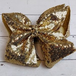 Sequin Texas Size Hair Bows. GOLD